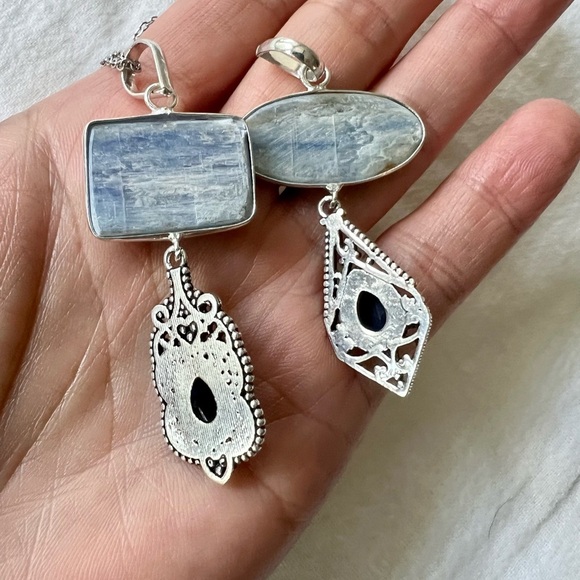 925 You Choose! Kyanite Chandelier Pendant Necklace - Picture 4 of 6